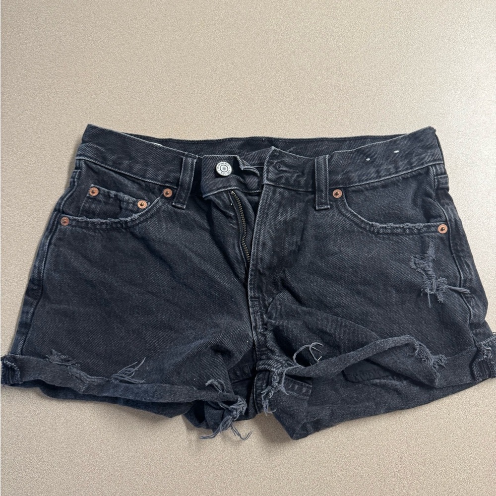 GAP Black Distressed Jean Shorts